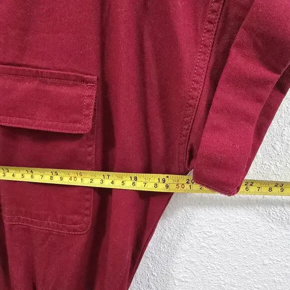 Universal thread Womens Short Sleeve Cotton Jumpsuit Boilersuit Burgundy Size 2 - Picture 5 of 8